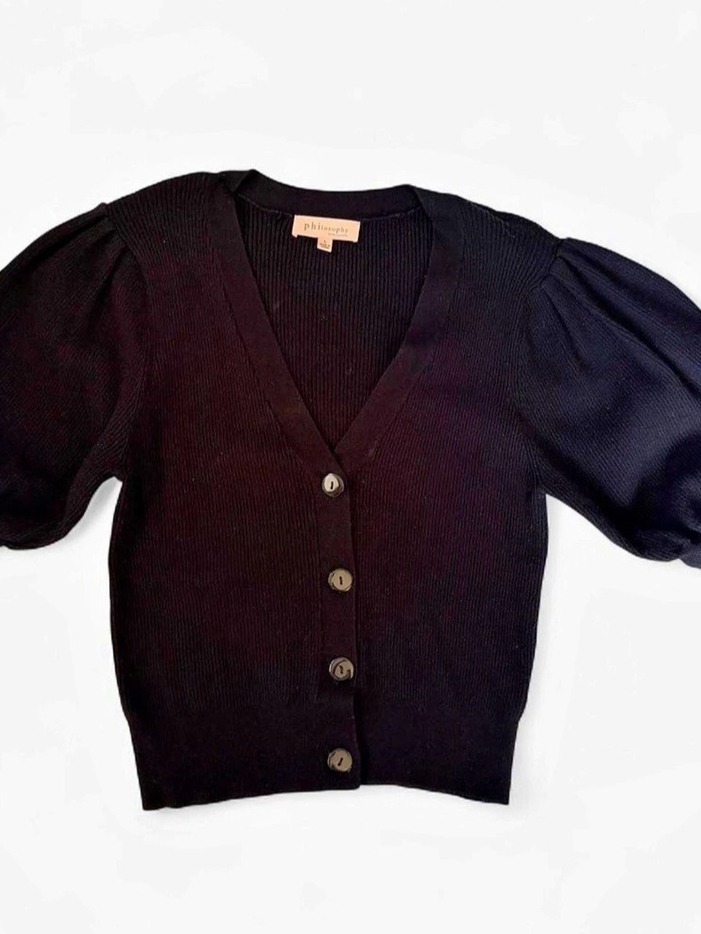 philosophy Black Puff Sleeve Cardigan L